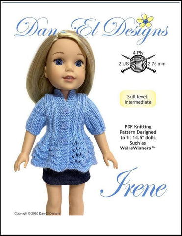 Dan-El Designs WellieWishers Irene 14.5" Doll Knitting Pattern larougetdelisle