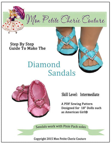 Mon Petite Cherie Couture Shoes Diamond Sandals 18" Doll Shoes larougetdelisle