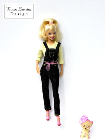 Karen Lorraine Design Barbie Dress It Up Dungarees Pattern for 11-1/2" Fashion Dolls larougetdelisle