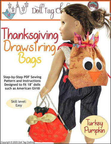 Doll Tag Clothing 18 Inch Modern Thanksgiving Drawstring Bags 18" Doll Accessories Pattern larougetdelisle