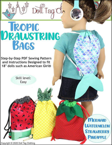 Doll Tag Clothing 18 Inch Modern Tropic Drawstring Bags 18" Doll Accessories Pattern larougetdelisle