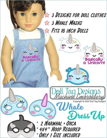 Doll Tag Clothing Machine Embroidery Design Whale Dress Up Machine Embroidery Designs larougetdelisle