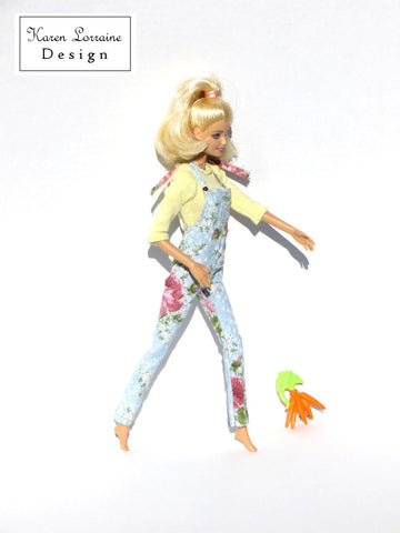 Karen Lorraine Design Barbie Dungarees Pattern for 11-1/2" Fashion Dolls larougetdelisle
