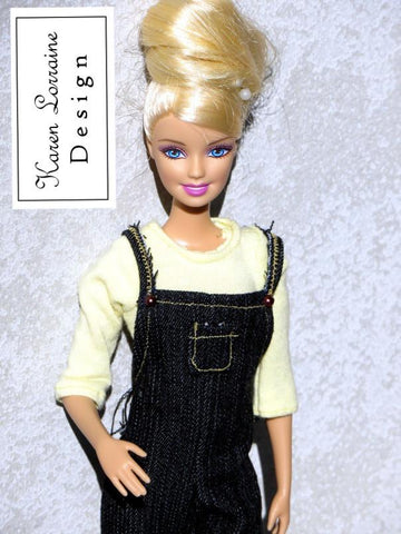 Karen Lorraine Design Barbie Dungarees Pattern for 11-1/2" Fashion Dolls larougetdelisle
