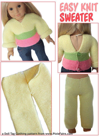 Doll Tag Clothing Knitting Easy Knit Sweater 18" Doll Clothes larougetdelisle