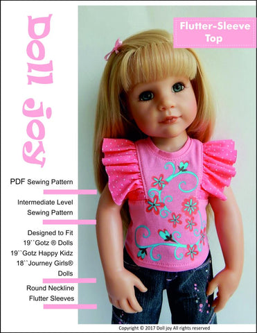 Doll Joy Gotz 19 Inch Flutter Sleeve Top Pattern for 19" Gotz Dolls larougetdelisle