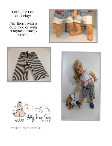 Jelly Bean Soup Designs Bitty Baby/Twin Fly Front Pants and Cutoffs 15" Baby Doll Clothes Pattern larougetdelisle