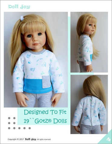 Doll Joy Gotz 19 Inch Pajama Top Pattern for 19" Gotz Dolls larougetdelisle