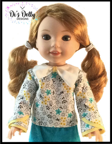 Di's Dolly Designs WellieWishers Bow Beautiful Blouse 14-15" Doll Clothes Pattern larougetdelisle