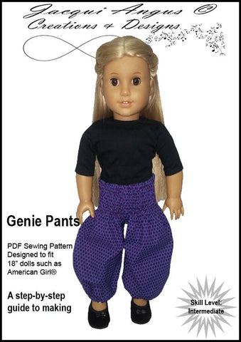 Jacqui Angus Creations & Designs 18 Inch Modern Genie Pants 18" Doll Clothes Pattern larougetdelisle