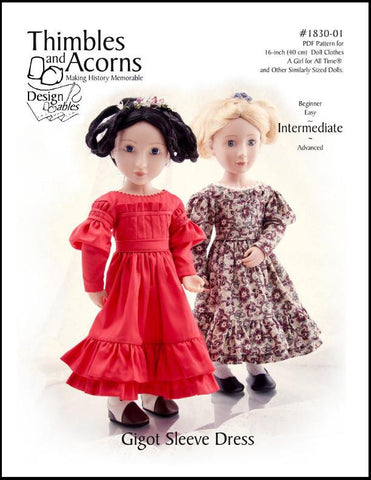 Thimbles and Acorns A Girl For All Time Gigot Sleeve Dress for AGAT Dolls larougetdelisle