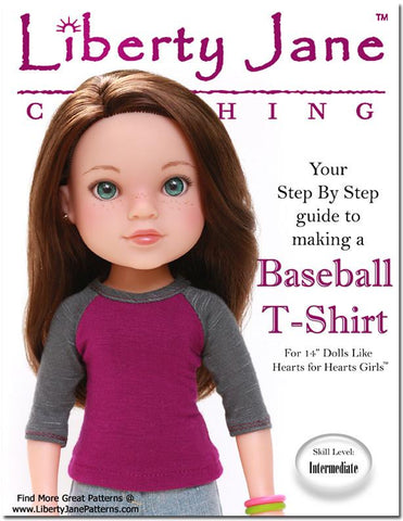 Liberty Jane H4H/Les Cheries Baseball Tee 13 - 14 Inch Doll Clothes Pattern larougetdelisle