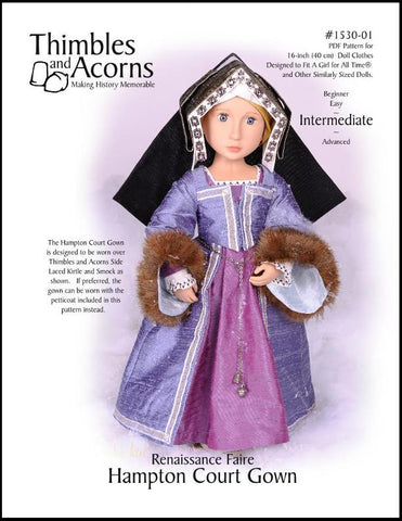 Thimbles and Acorns A Girl For All Time Renaissance Faire Hampton Court Gown for AGAT Dolls larougetdelisle