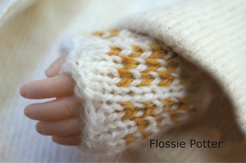 Flossie Potter A Girl For All Time Sampler Stocking Cap and Mitts Knitting Pattern For A Girl For All Time Dolls larougetdelisle