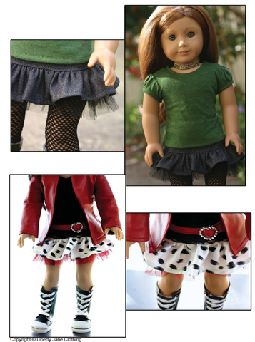 Liberty Jane 18 Inch Modern Harajuku Skirt 18" Doll Clothes Pattern larougetdelisle