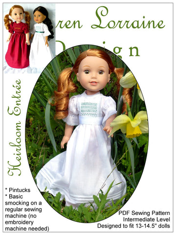 Karen Lorraine Design WellieWishers Heirloom Entree 13-14.5 Inch Doll Clothes Pattern larougetdelisle