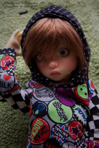 Jacqui Angus Creations & Designs BJD Colour Blocked Hoodie Pattern for MSD Ball Jointed Dolls larougetdelisle