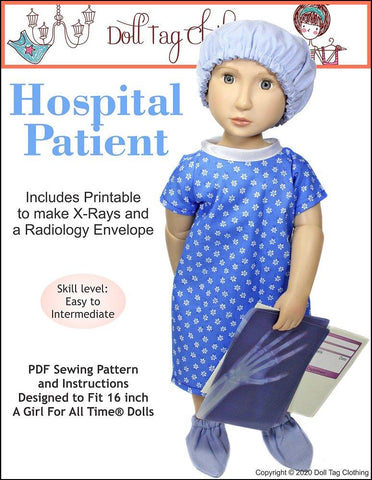 Doll Tag Clothing A Girl For All Time Hospital Patient Doll Clothes Pattern for 16" A Girl For All Time® Dolls larougetdelisle