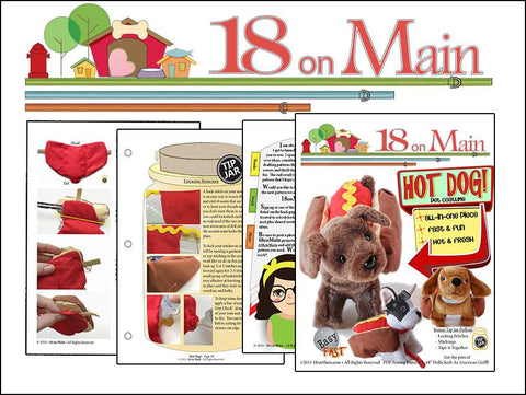 18 On Main 18 Inch Modern Hot Dog! Pet Costume 18" Doll Accessory Pattern larougetdelisle