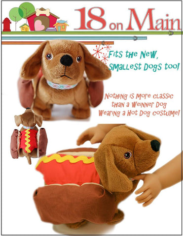 18 On Main 18 Inch Modern Hot Dog! Pet Costume 18" Doll Accessory Pattern larougetdelisle