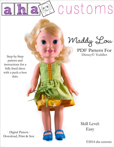 Aha Customs Disney Animator Maddy Lou Dress Pattern for Disney Toddler Dolls larougetdelisle