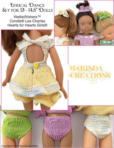 Marinda Creations WellieWishers Lyrical Dance 13-14.5" Doll Clothes Knitting Pattern larougetdelisle