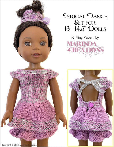 Marinda Creations WellieWishers Lyrical Dance 13-14.5" Doll Clothes Knitting Pattern larougetdelisle