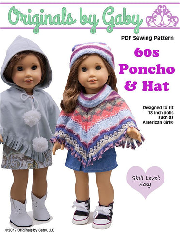 Originals by Gaby 18 Inch Historical 60's Poncho & Hat 18" Doll Clothes larougetdelisle