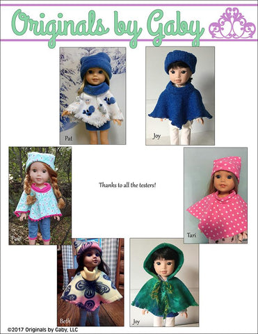 Originals by Gaby WellieWishers 60s Poncho & Hat 14-14.5" Doll Clothes Pattern larougetdelisle