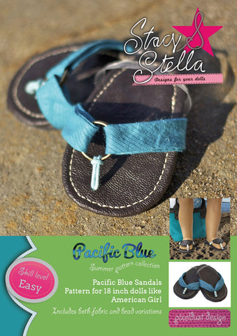 Stacy and Stella Shoes Pacific Blue Sandals 18" Doll Shoes larougetdelisle