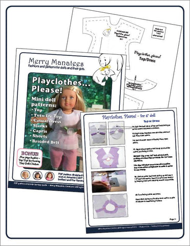 Merry Manatees Mini Playclothes, Please! Pattern For Mini Dolls larougetdelisle