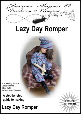 Jacqui Angus Creations & Designs BJD Lazy Day Romper Pattern for MSD Ball Jointed Dolls larougetdelisle