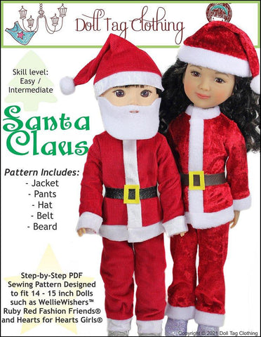 Doll Tag Clothing Ruby Red Fashion Friends Santa Claus 14-15" Doll Clothes Pattern larougetdelisle