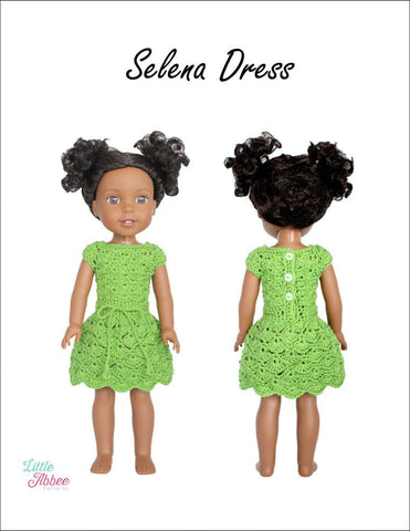 Little Abbee WellieWishers Selena Dress Crochet Pattern for 13-14.5" Dolls larougetdelisle