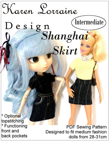 Karen Lorraine Design Barbie Shanghai Skirt Pattern for 9 -11-1/2" Fashion Dolls larougetdelisle