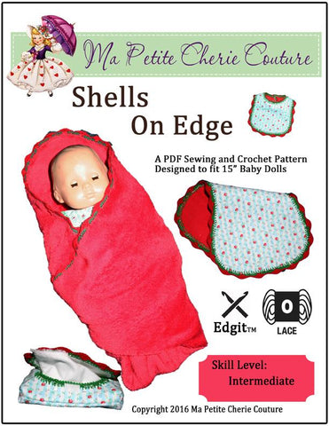 Mon Petite Cherie Couture Bitty Baby/Twin Shells on Edge Sewing and Crochet Pattern 15" Baby Doll Clothes larougetdelisle