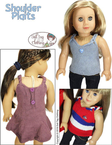 Doll Tag Clothing Knitting Shoulder Plaits 18" Doll Knitting Pattern larougetdelisle