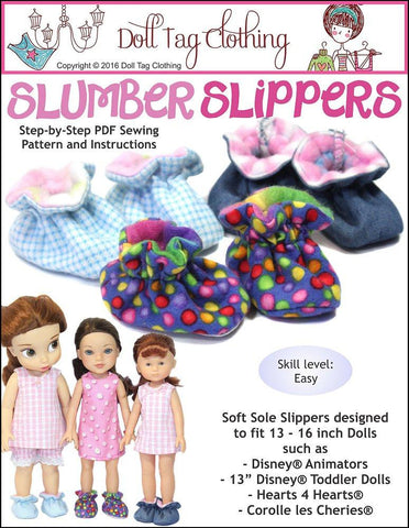Doll Tag Clothing Shoes Slumber Slippers For 13 to 16 inch Dolls larougetdelisle