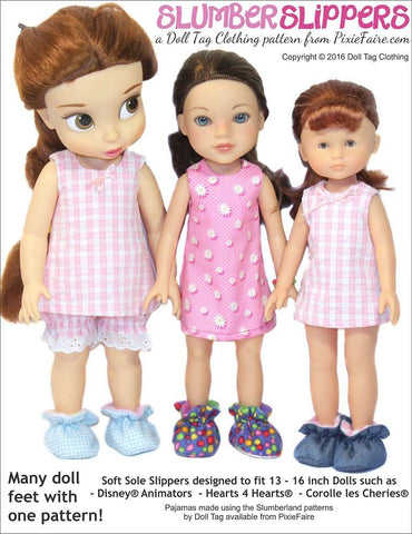 Doll Tag Clothing Shoes Slumber Slippers For 13 to 16 inch Dolls larougetdelisle