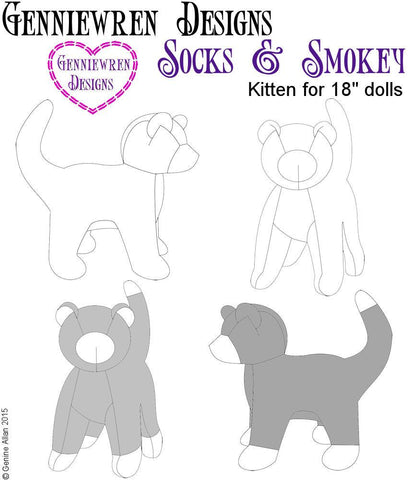 Genniewren 18 Inch Modern Socks & Smokey 18" Doll Pet Pattern larougetdelisle