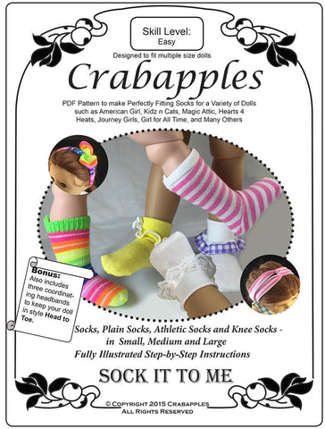 Crabapples 18 Inch Modern Sock It To Me Pattern For Multiple Sized Dolls larougetdelisle