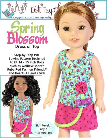 Doll Tag Clothing WellieWishers Spring Blossom 14-15" Doll Clothes Pattern larougetdelisle