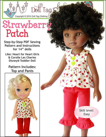 Doll Tag Clothing H4H/Les Cheries Strawberry Patch Top and Pants Pattern for Les Cheries and Hearts for Hearts Girls Dolls larougetdelisle