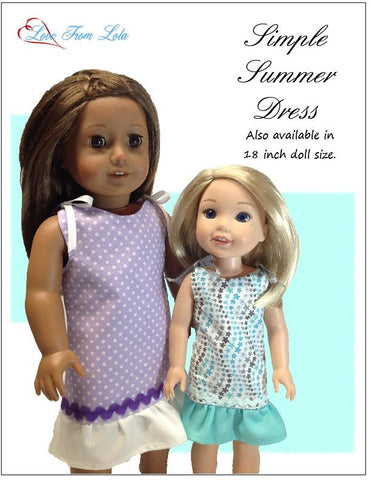 Love From Lola WellieWishers Simple Summer Dress 14-14.5" Doll Clothes Pattern larougetdelisle