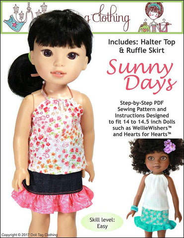 Doll Tag Clothing WellieWishers Sunny Days Skirt and Top 14 to 14.5 inch dolls larougetdelisle