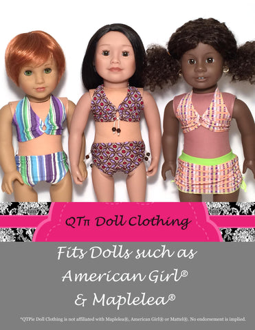 QTπ Doll Clothing 18 Inch Modern Scrunchy Swimsuit 18" Doll Clothes larougetdelisle