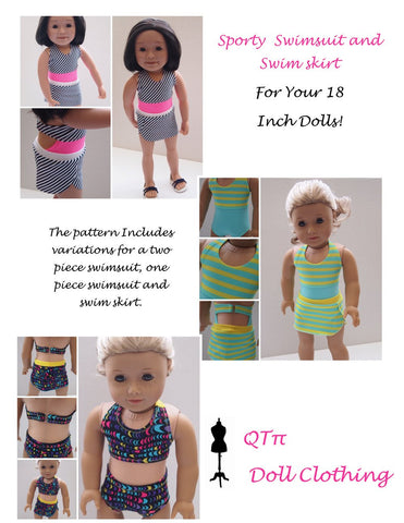 QTπ Doll Clothing 18 Inch Modern Summer Fun Sporty Swimsuit 18" Doll Clothes larougetdelisle