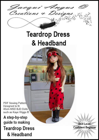 Jacqui Angus Creations & Designs BJD Teardrop Dress and Headband Pattern for MSD Ball Jointed Dolls larougetdelisle
