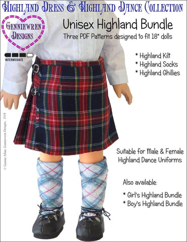 Genniewren 18 Inch Modern Unisex Highland Bundle 18" Doll Clothes Pattern larougetdelisle