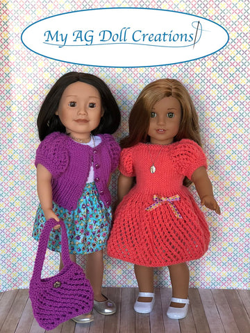 My AG Doll Creations Knitting Mita's Party Dress & Sweater Combo 18" Doll Knitting Pattern larougetdelisle